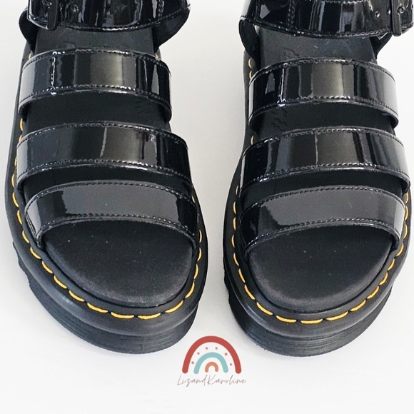 New! Dr. Martens Blaire Black Patent Leather Strap Sandals EU 38 - Picture 10 of 16